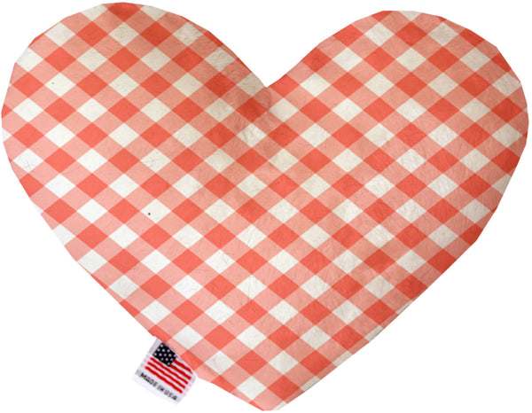 Peach Plaid  Heart Dog Toy