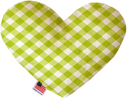 Lime Green Plaid  Heart Dog Toy
