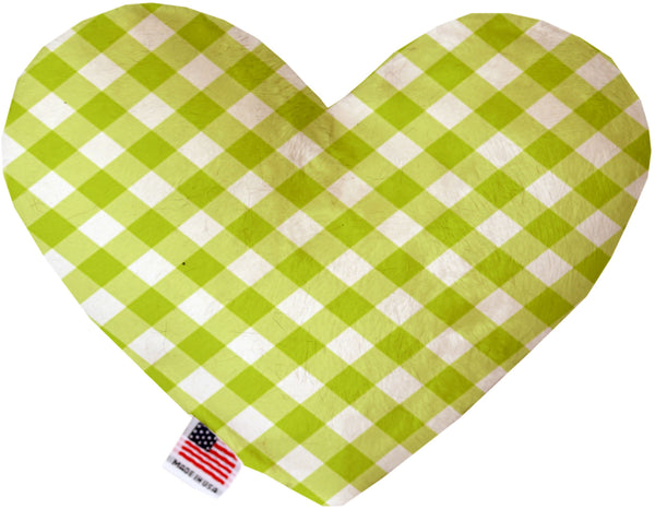 Lime Green Plaid  Heart Dog Toy