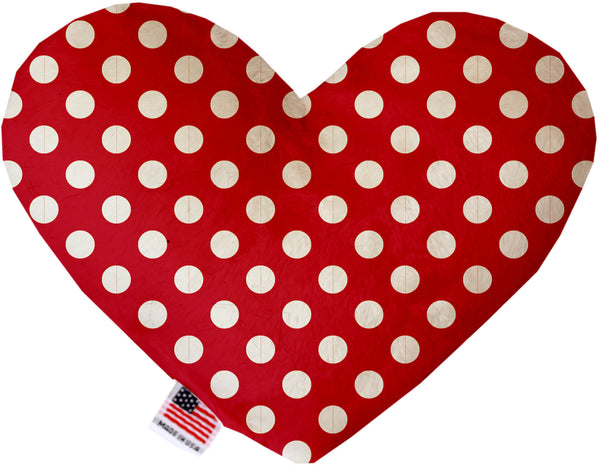 Red Swiss Dots  Heart Dog Toy