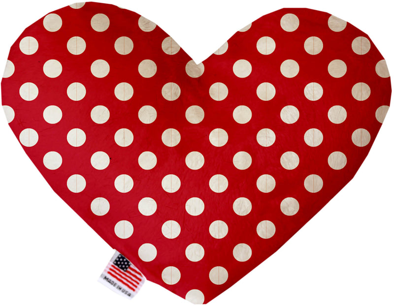 Red Swiss Dots  Heart Dog Toy