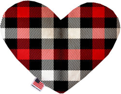 Red and White Buffalo Check  Heart Dog Toy