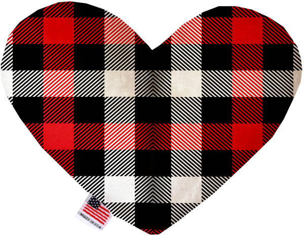 Red and White Buffalo Check  Heart Dog Toy