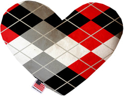 Red and Grey Argyle  Heart Dog Toy