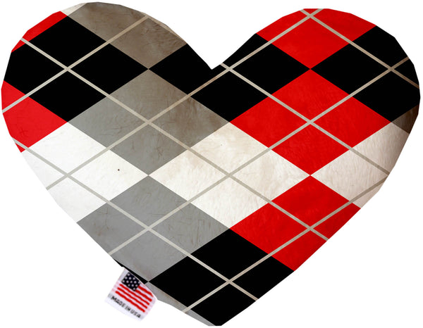 Red and Grey Argyle  Heart Dog Toy