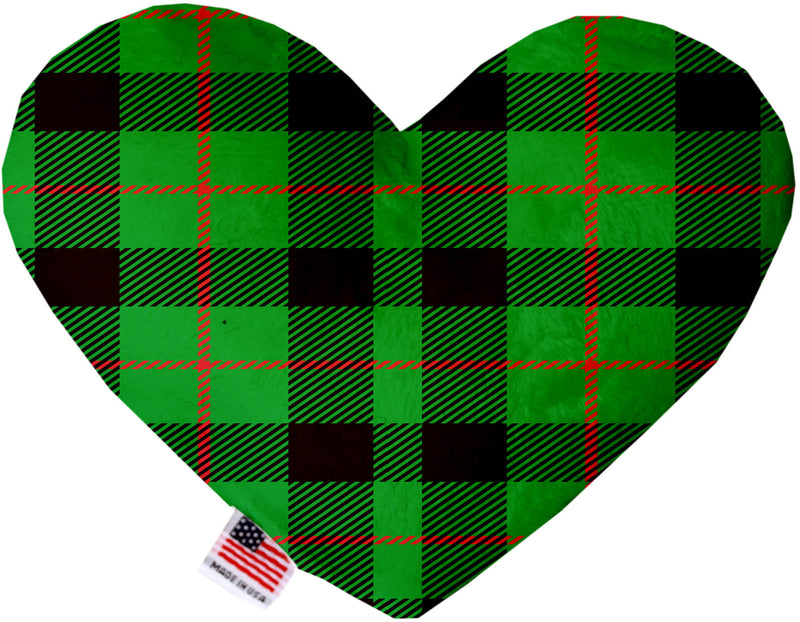 Green Plaid  Heart Dog Toy