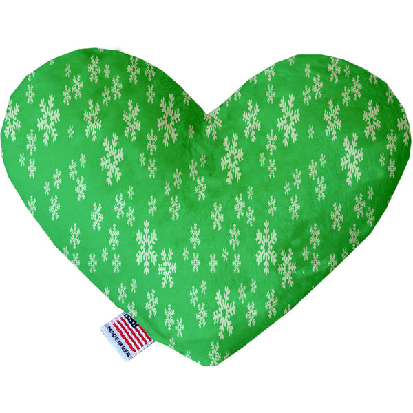 Green and White Snowflakes  Heart Dog Toy