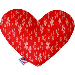 Red and White Snowflakes  Heart Dog Toy